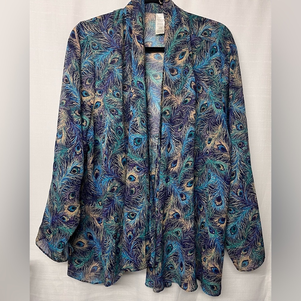 Open Faced Sheer Peacock Feather Jacket